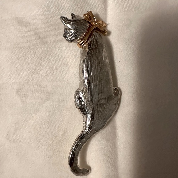 Vintage 1991 signed Maurice Milleur Pewter Cat Brooch - Picture 1 of 8